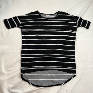 Lularoe Short Sleeve T Shirt Blouse Black White Striped Womens Size XS